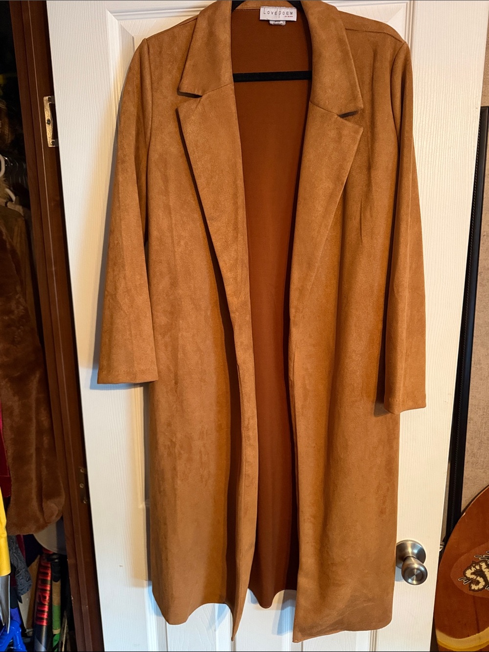 Love Tree Women's Camel Suede-Look Trench Coat